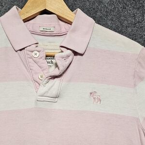 VTG Y2K Anercrombie & FITCH AF Rugby Pink Stripe Muscle Polo Shirt Mens XL Rare